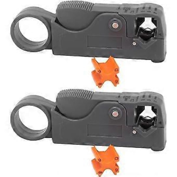 Wire Stripper, dobbelt klinge design Coax Koaksial Kabel Afisoleringsværktøj Sæt Kit (2 stk, Grå)