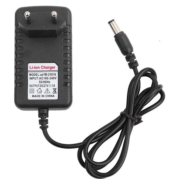 21V/1A Paksun kupariytimen Li-ion-laturiadapteri Adaptive Lithium-akkulaturi EU-pistoke