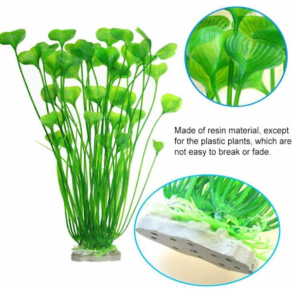 2 stk. kunstige akvarieplanter av plast for akvariedekorasjon, store akvarieplanter kunstige planter for akvariedekorasjoner 40 cm H