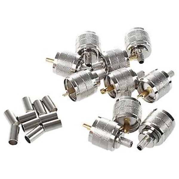 10 kpl Liitin UHF PL259 Pistoke Puristusliitin RG58 RG142 LMR195 Kaapeli Suora