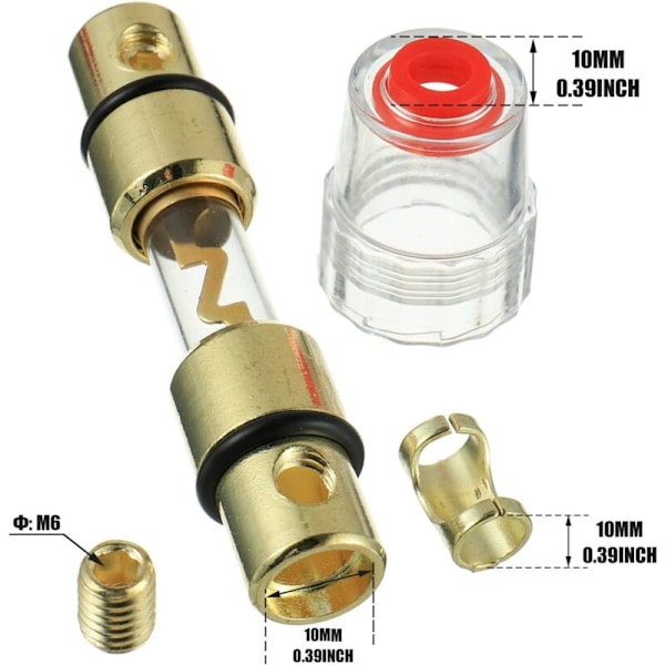 1 x Guldbelagt AGU-sikringholder og 2 x 40A guldbelagte AGU-glassikringer til bilstereo-strømforsyning sikkerhedsbeskyttelse (40A)