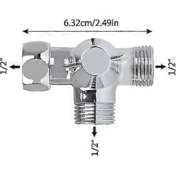 Solid messing 3-veis ventil, 3-veis omlederventilbryter, 3-veis dusjomlederventil, G1/2\" T-adapterventil, for dusj, hånddusj og omlederdusj