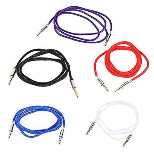 5 st o Kabeladapter Jack 3,5 mm AUX-kabel Hane till Hane Bil Aux-sladd Stereokabel Lila