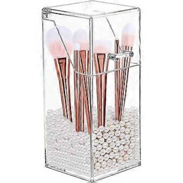 Støvsikkert Makeupbørste Opbevaringsboks Flip Transparent Akryl Makeupbørsteboks (santanxing)