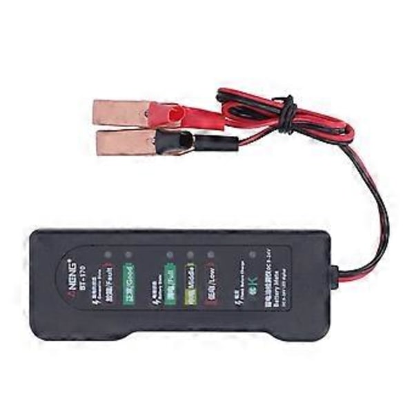 12V Bilbatteritestare med Testklämmor 6 LED-Display Bilbatteri Feldetektor