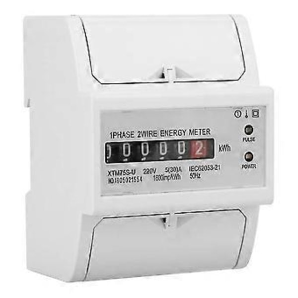 220V DIN-skena Elmätare, Digital 1-fas Elmätare 2-tråds 4p, Xtm75s-u Elmätare Kwh