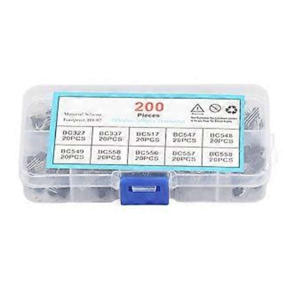200st Svart Effekttransistor Set 10 Värden Låg Strömförbrukning Transistor Kit BC327 BC558