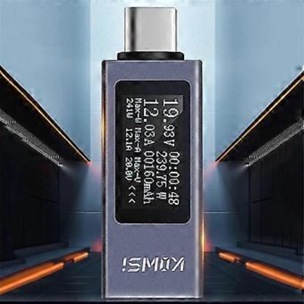 Typ-C Multifunktionell Digital Display Amperemeter Effektmätare DC 4-30V 12A Voltmeter Amperemeter Kapacitetstestare KWS-2301C