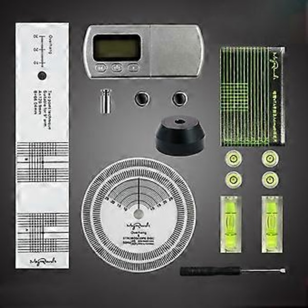 LP-vinyylilevyjen poimintakulman kalibrointilevy etäisyysmittari Protractor-säätöviivaintyökalu LCD-digitaalinen dynamometri