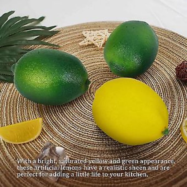 28 st/set Konstgjorda Citroner och Lime Falska Frukter Realistiska Faux Citrusfrukter Konstgjorda