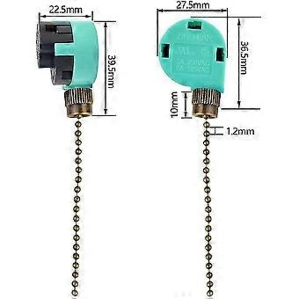 4 stk. takviftebryter Zing Ear Ze-268s6, 3 hastigheter 4 ledninger (gull)