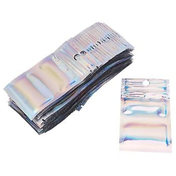 200 st Återförslutningsbara Mylar-påsar Luktsäkra påsar 5,8x9,9 cm Holografiska Färgade Aluminiumfoliepåsar