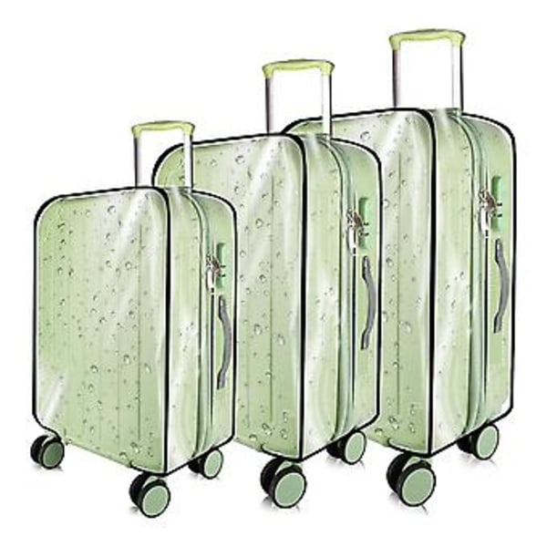 3 Stk. Tyk Gennemsigtig Bagagebeskyttelse, 20/24/28 Tommer PVC Bagageovertræk til Kuffert Vandtæt Støvtæt