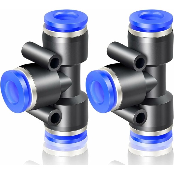4 Pcs Blue 6mm OD 3-Way Tee Push To Connect Fittings (PE-6)