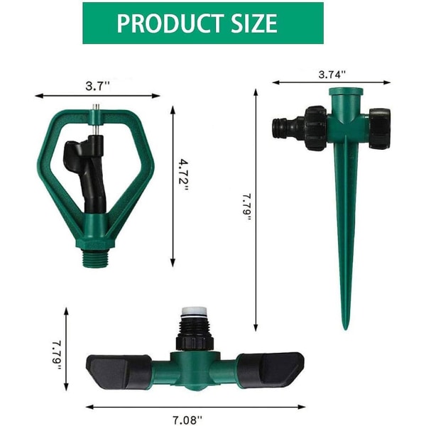 Plensprinkler, 4 stk automatiske 360 roterende justerbare hagevannsprinklere Plenvanningssystem for hagegård Barn 3000 kvm Cove