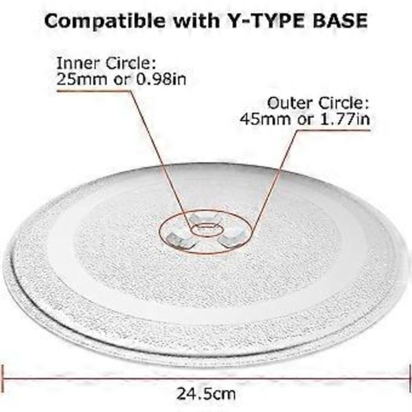 Universal Mikrobølgeovn Glasplade Mikrobølgeovn Glas Drejetallerken, Rund Mikrobølgeovn Plade Dækning Udskiftning 24,5 cm