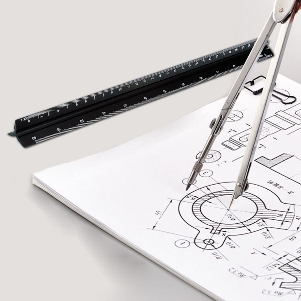 Arkkitehtoninen viivoitin 30 cm alumiininen kolmioviivoitin Erilaisia mittakaavoja 1:20, 1:25, 1:50, 1:75, 1:100, 1