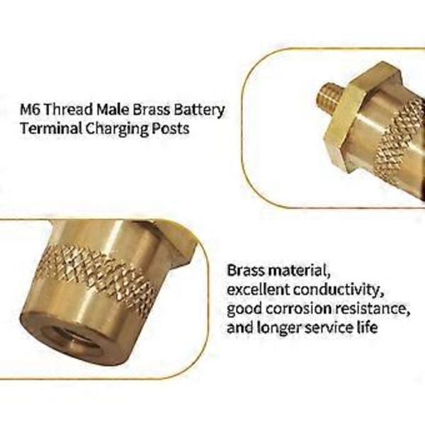 M6 Gevind Han Messing Batteriterminal Ladestolper Batterireparation og Modifikationstilbehør Ydre 8mm Indre 8mm