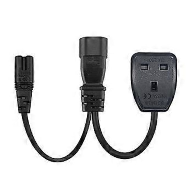 30 cm IEC C14 Hane till C7 + Brittisk Hona Y Split Strömförlängningskabel