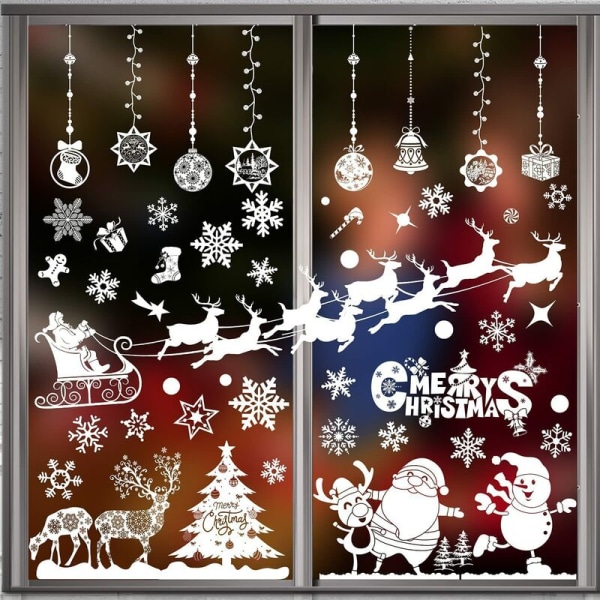 8 Reusable Christmas Window Stickers, Christmas Window Decorations Electrostatic PVC Christmas Window Stickers, Snowflake Interior Christmas Decorat