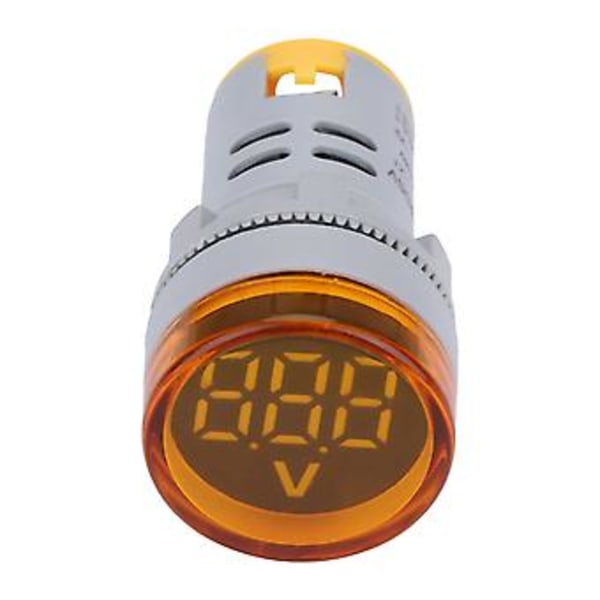 LED Voltmeter Signallampa Digital Display DC Spänningsmätare Indikator Rund Lamptestare (Gul)
