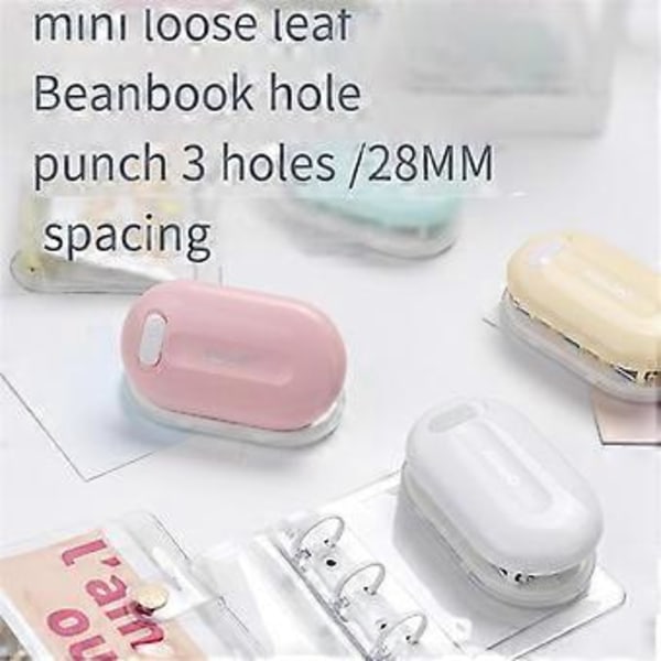 3-Reikäinen Paperinrei'itin Kannettava Mini Rei'itin DIY Kannettava Paperinrei'itin Opiskelijan Käsintehty Scrapbook Rei'itin Valkoinen