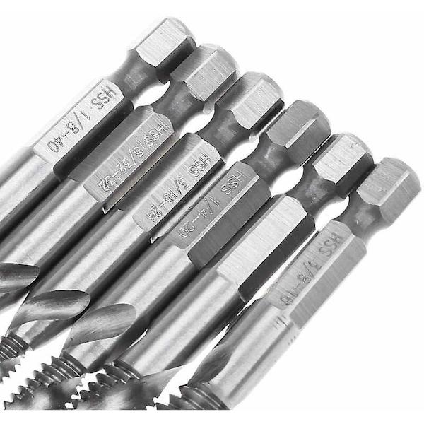 6 st Hss Hex Shank Kombinationsborr Bits Tap Countersink Set