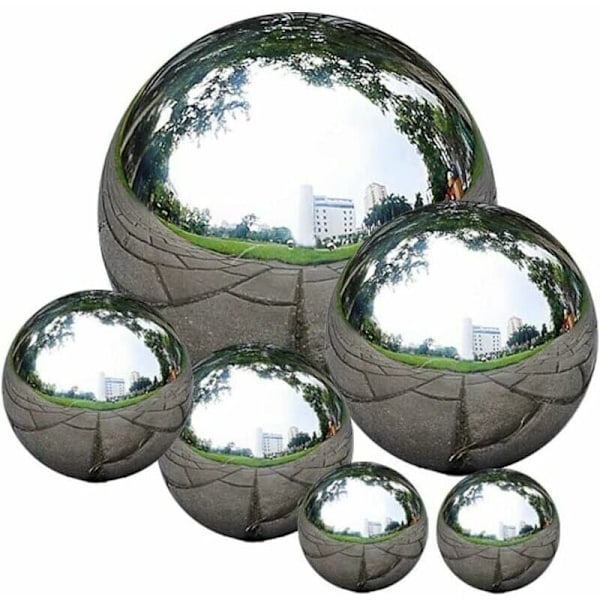 Stainless Steel Gazing Balls, 6 Pcs 50-150 mm Seamless Mirror Ball Floating Polished Ball, Hollow Ball Home Mirror Polished Garden Ball Decoration