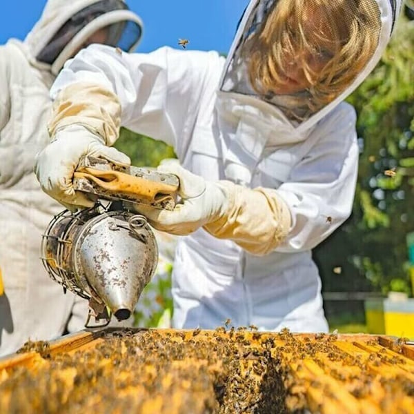 Biouppfödaroverall, biodlingskläder med handskar Barnbiodlingsdräkt - Långärmad bomull, barnskydd, biodlingstillbehör (M, vit)