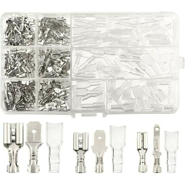 270 stk. elektriske terminaler, T-stik ledningsforbindelse, han- og hunstik ledningsforbindelser crimp terminalblok med isoleringsmuffe 2,8 mm 4,8 M