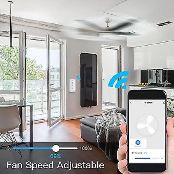 Wifi Kattotuuletin S, /tuya App Kaukosäädin Nopeus , Ja Kotiin ()