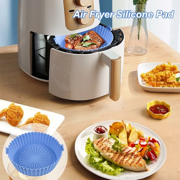 2 st Silikonkorg Fritös Tillbehör, Återanvändbar Silikonkorg 16x14cm för Airfryer, Mikrovågsugn, Kakform, Ångkokare, etc…