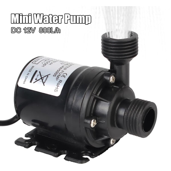 DC 12V Fontän Kylsystem Borstlös Motor Nedsänkbar Vattenpump Mini Bärbar Trädgård 800L/H Ultra Tyst 5M