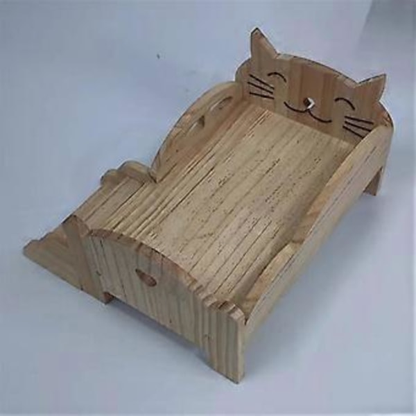 Leksäng i trä för dockor Universal Träsäng Trädocka DIY Mini Leksäng för Dockor Barnens Dag Gåva (Björn)