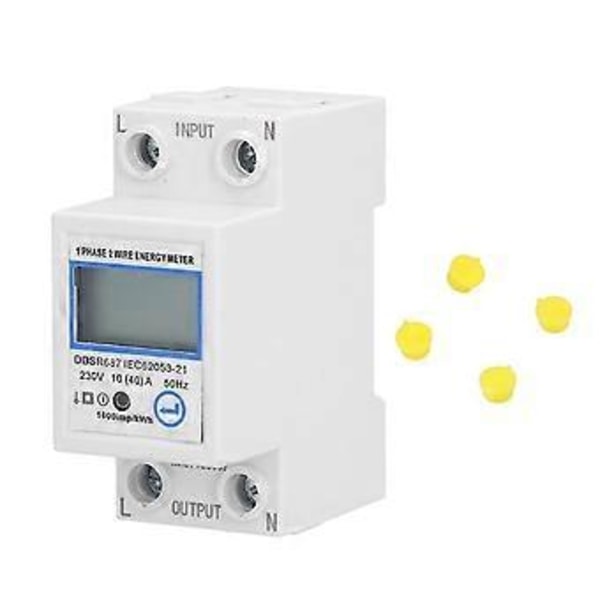 1-fas 2-tråds energimätare Multifunktionell LCD Digital Display 2p DIN-skena Elmätare för Hemmet