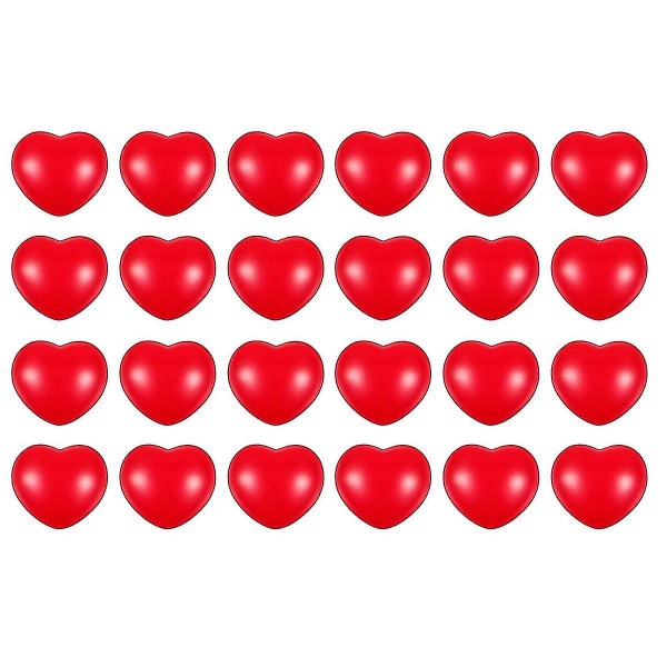 24 stk 2,75 tommers stressballer Valentinsdag hjerteformede skum avspenningsballer til skolen Carni