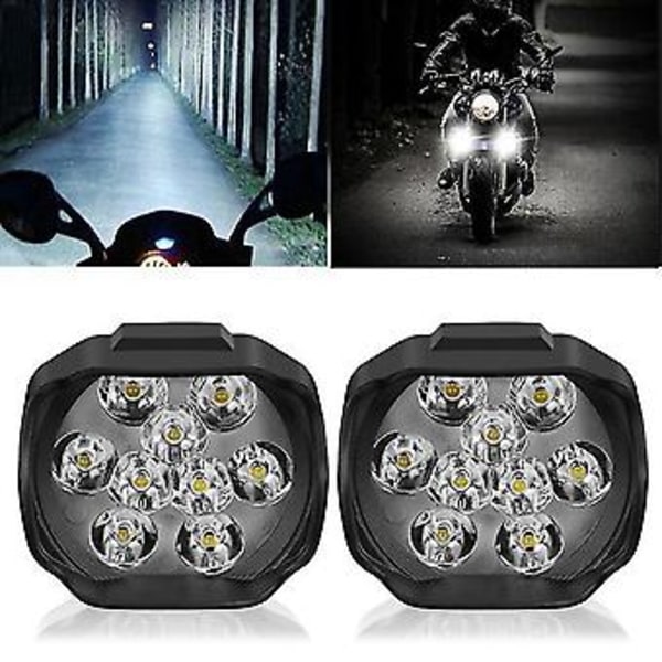 Motorcykelstrålkastare 9 Led Dc12v Super Stark Dimljus Spot Vit Arbetslampa Intern Drivning För Motorcykel