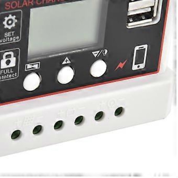 Aurinkopaneeliohjain Älykäs Kaksois-USB Akku PWM Lataus Purku Ohjauslaite 12V/24V30A
