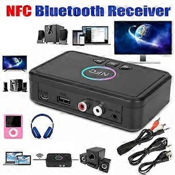 Bluetooth Adapter NFC BT5.0 Trådløs Audio Receiver Transmitter 3.5mm Jack AUX 2 Stereo Lyd til Højttaler Headset