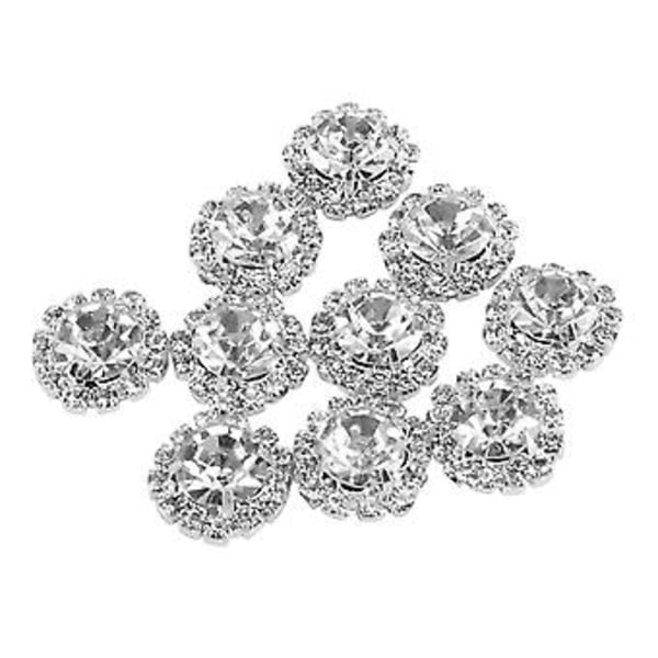 Rhinestone Knapp Flat Bak Rotte Diy 15mm 10 Stk Klar