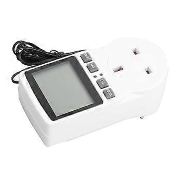 Digital Termostatkontakt Temperaturkontroll med Timer Bryter Sensor Probe Varme Kjølemodus AC