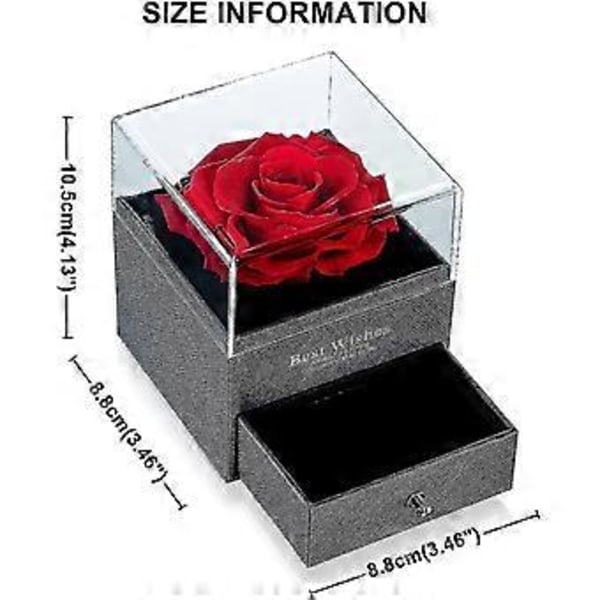 Konserverad Färsk Blomma Ros I En Smyckeskrin, Ros Presentförpackning Eviga Blommor Infinity Ros