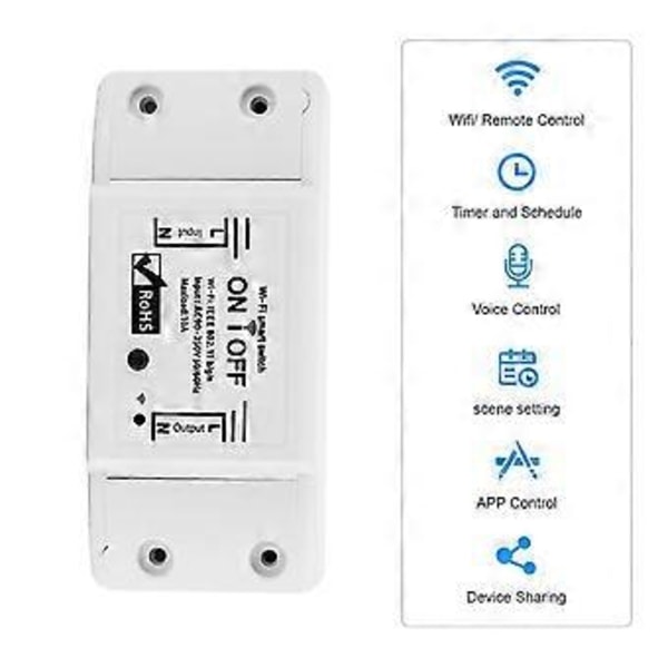 WiFi Smart Switch Relæ Universal Afbryder Timer APP Trådløs Fjernbetjening Automation Virker med Alexa Home