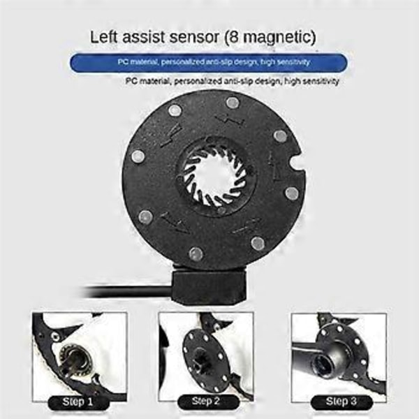 Elektrisk Cykel Magnetisk Kraftsensor 36/48V Pedalassistent Sensor F-8C Magneter Dubbla Hall-sensorer PAS System Elcykel Delar