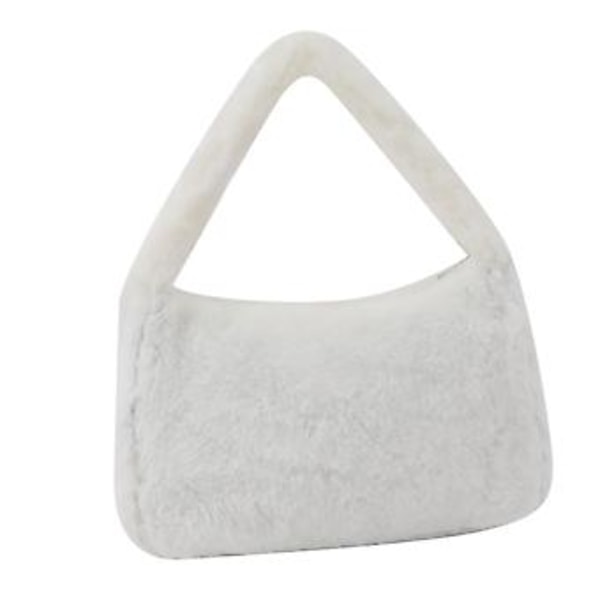 Dame Plys Tote Taske Simpel Skuldertaske Armhule Taske Stor Kapacitet Casual Håndtaske til Daglig Shopping Hvid One Size