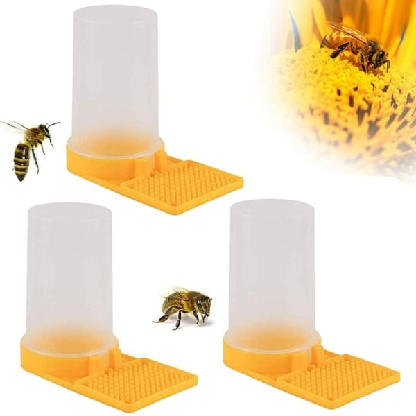 Hunajavesiautomaatit mehiläisille, 3 kpl keltainen juoma Mehiläishoitotarvikkeet Muoviset mehiläisten nesteensyöttöjärjestelmä Mehiläishoitotyökalu Mehiläispesän juoma