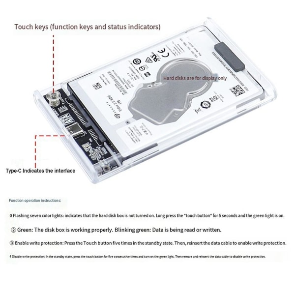 Transparent Write-protected 2.5-inch Sata Solid-state Mechanical Mobile Hard Drive Box 6g Master No