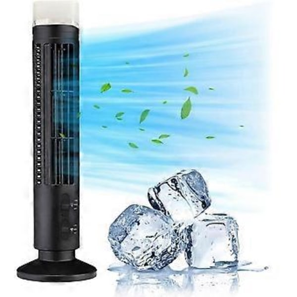 Bærbar Luftkøler Ventilator, Strømlinet Tårnventilator med LED, Kraftig Vind, Pladsbesparende, Bladløst Design, USB Interface Sort