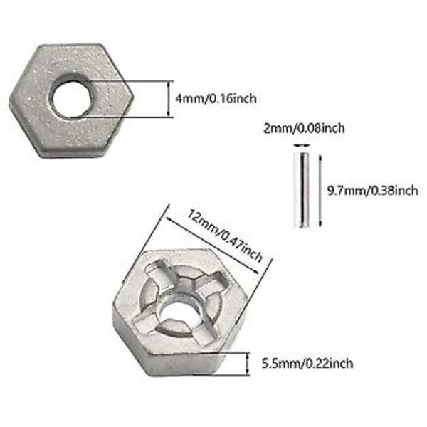 4st Metall Hjulnav Hex Adapter 55-zj09 För 9125 9155 9156 Hong 9125 9155 9156 1/10 1/12 Rc C