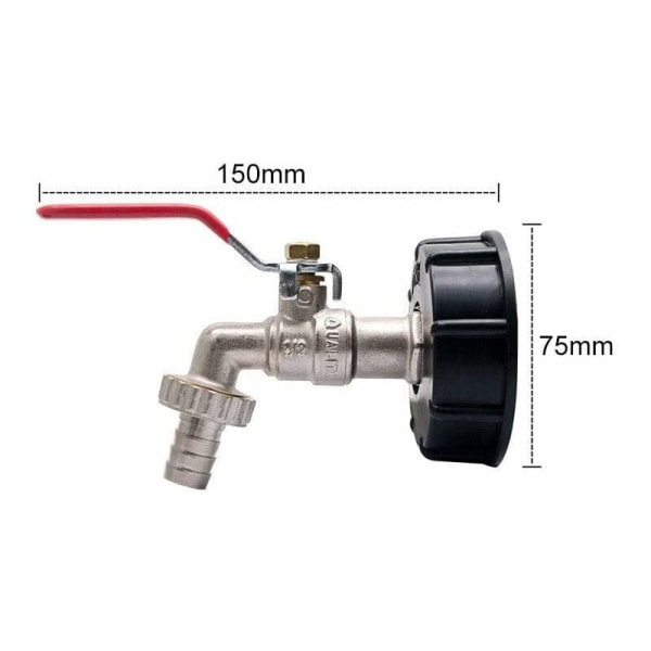 S60X6 IBC Krompläterad Mässingskrananslutning, med 1/2\" (13mm) Slanganslutning, Avtappningsadapter, för Trädgårdskran, för Tankadapter